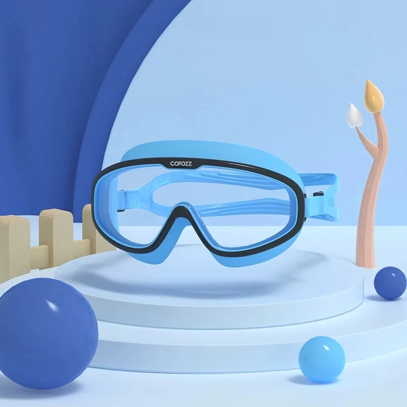 Gafas De Natación Infantiles De Silicona Ajustables E Impermeables (azul), Antivaho, Con Protección Uv Y Montura Grande.