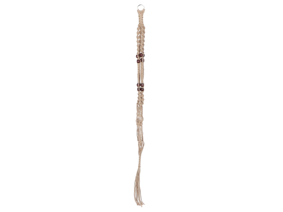 Soporte decorativo de madera para maza con cuerda y perlas.