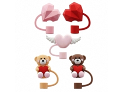 Juego de 5 fundas de silicona reutilizables y aptas para lavavajillas para pajitas con forma de corazón de Rosewell