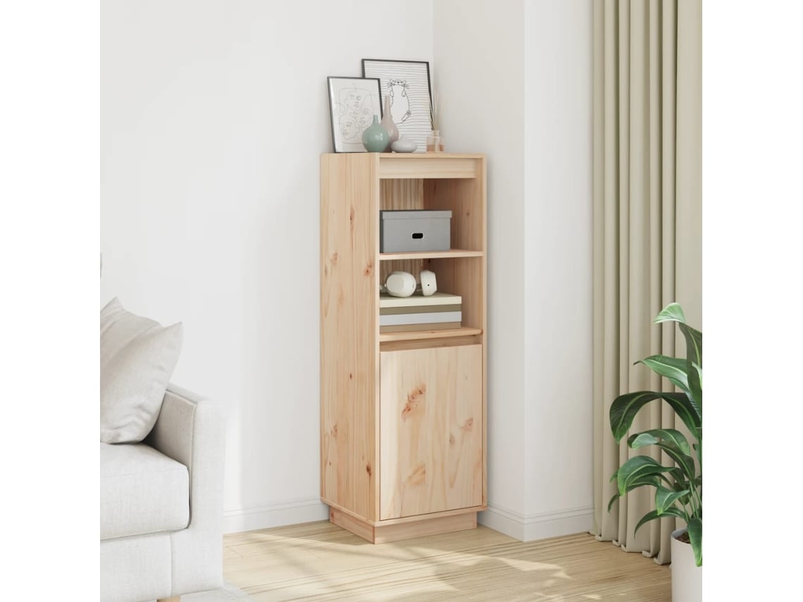 Aparador Alto De Madera Maciza De Pino 37x34x110 Cm