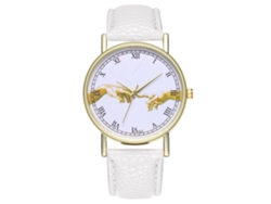 Reloj De Cuarzo Con Correa De Cuero Pu Dial Numerales Romanos Unisex Zhoulianfa Blanco