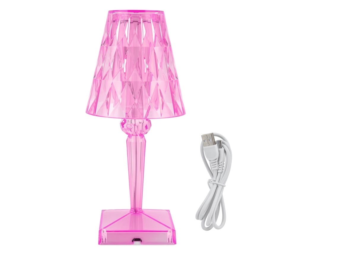 2026-lámpara De Mesa De Cristal Led Prisma Transparente Regulable Con Carga Usb Iluminación Interior Rosa