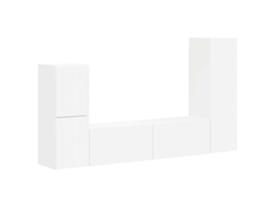 Juego de muebles para TV de 4 piezas | Mueble para TV | Mueble para TV de madera tratada blanca