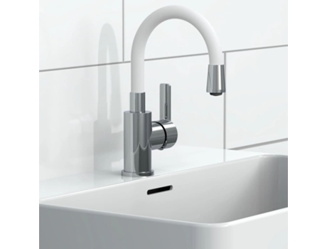 EISL Grifo monomando de lavabo FLEXO blanco cromado
