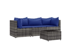 Maison Exclusive - Set De Muebles De Jardín 4 Pzas Y Cojines Ratán Sintético Gris