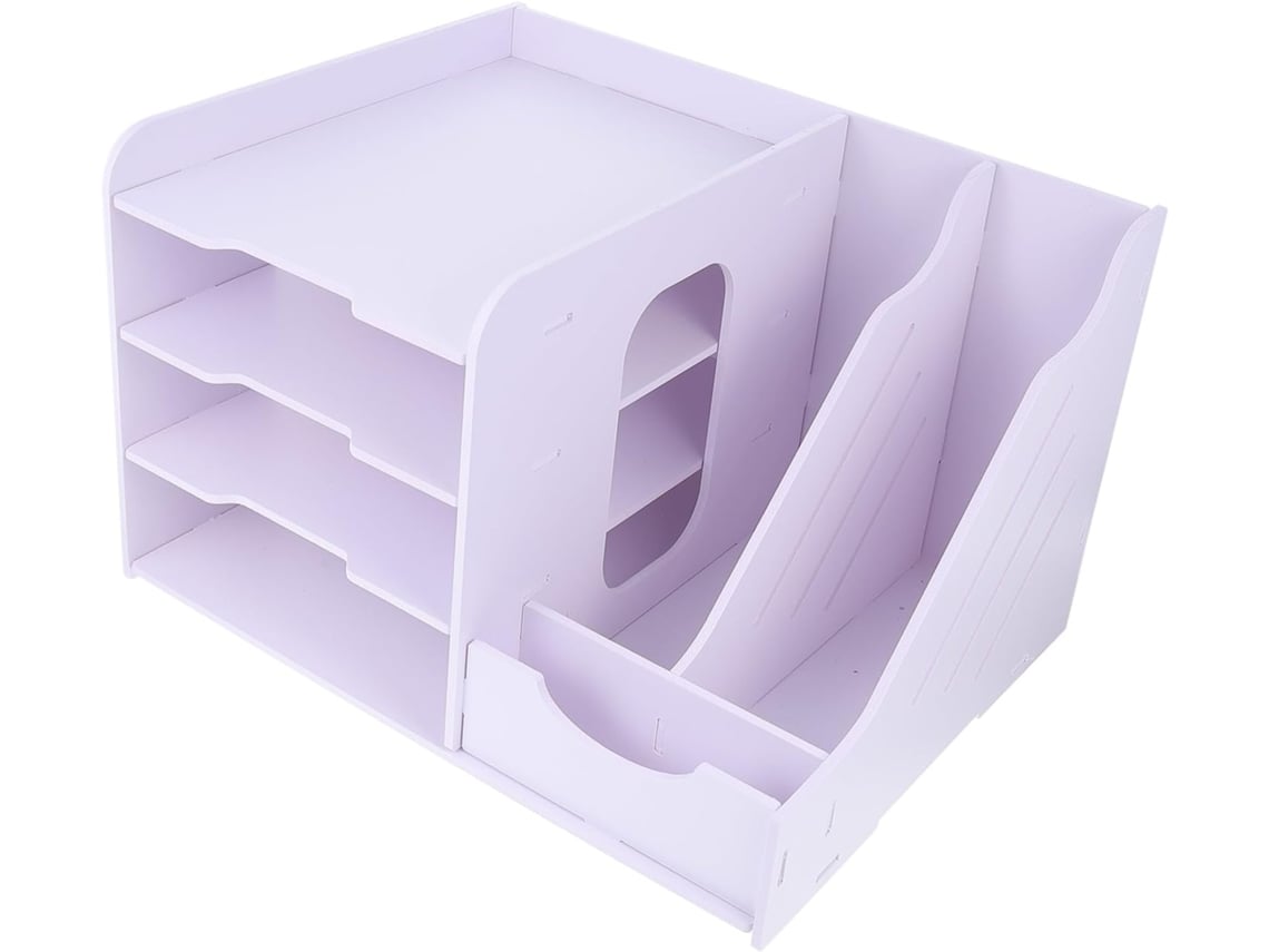 Organizador De Escritorio Blanco De Varios Niveles De Pvc/madera/plástico Para Archivar Y Clasificar.