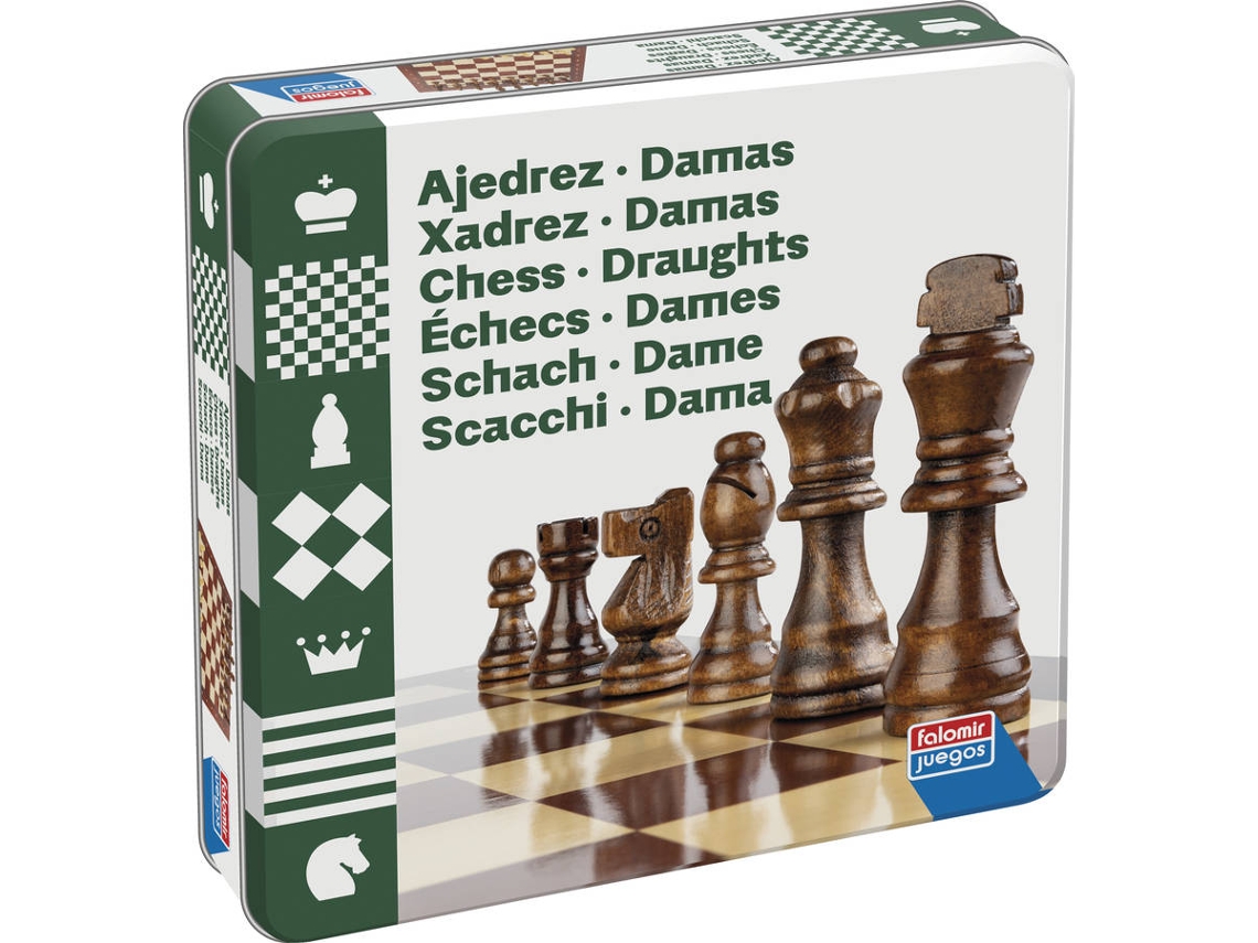 Juego de Ajedrez y Damas en Caja de Lata (Edad Mínima: 6 años)