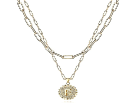 Collar de letras Gold de 18k/platino alfabeto chapado colgante de encanto inicial