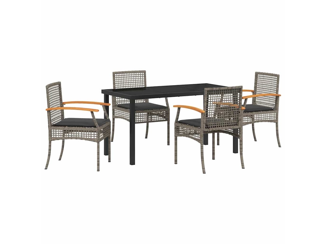 Maison Exclusive - Conjunto De Comedor De Jardín 5 Pcs Gris Y Negro Ratán