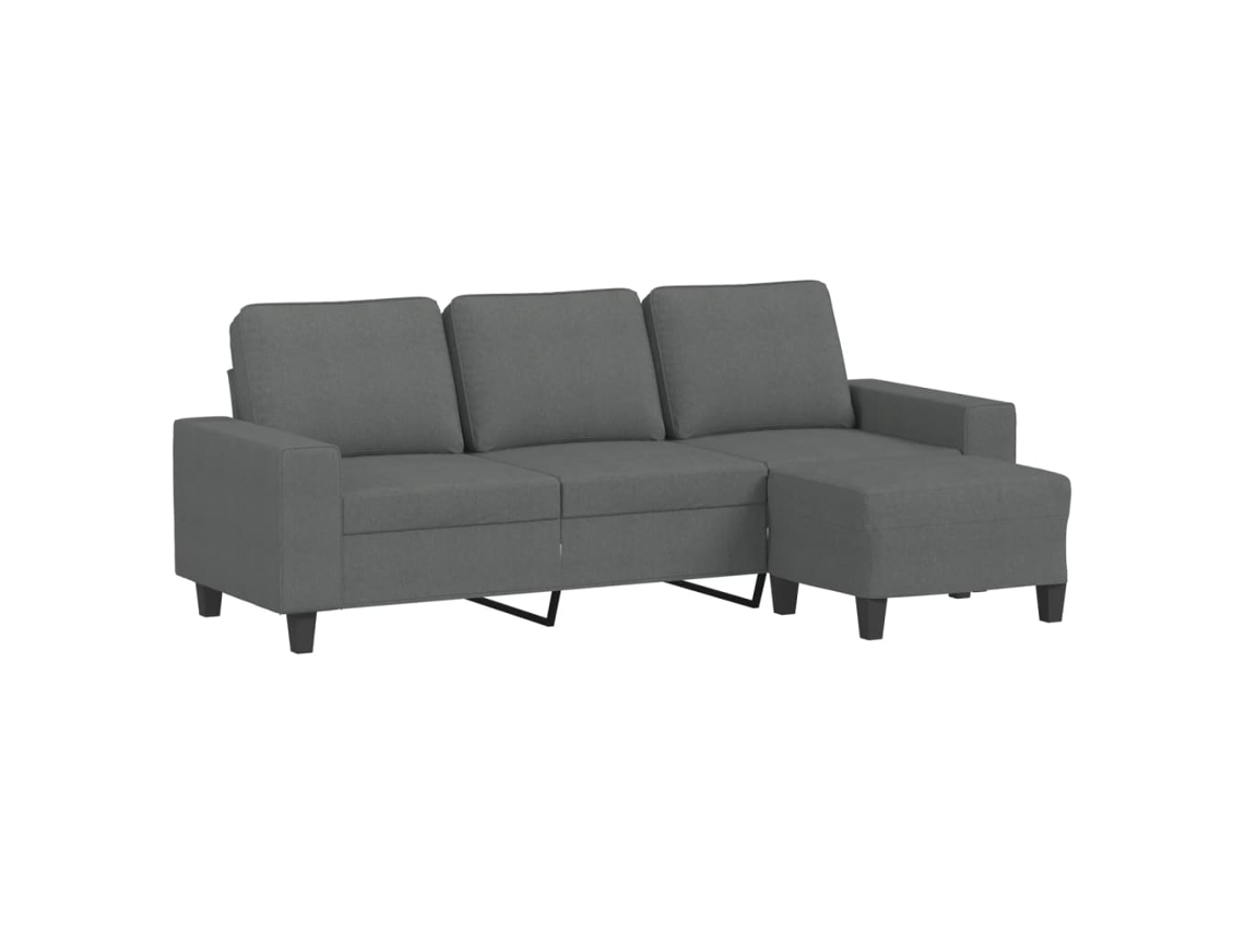 Maison Exclusive - Sofá de 3 plazas con reposapiés, 180 cm, tejido gris oscuro.