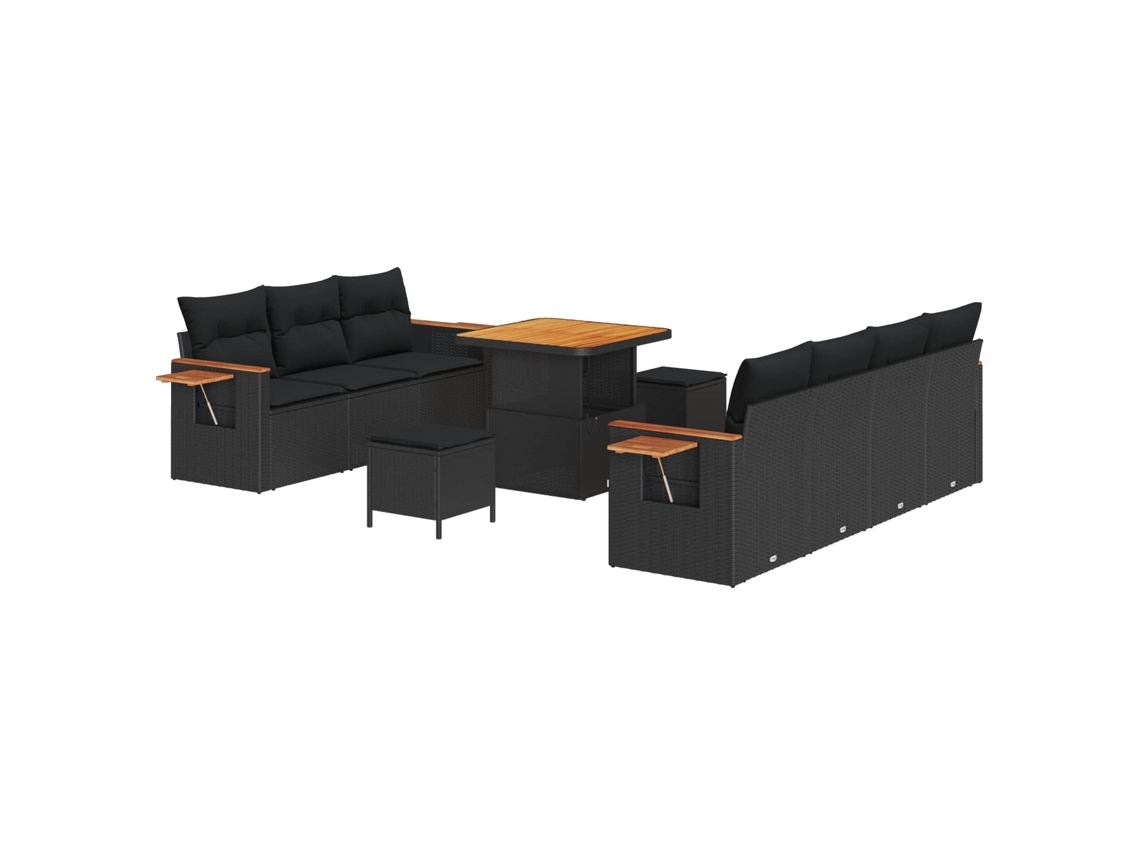 Maison Exclusive - Conjunto De Sofás De Jardín 13 Pcs Negro Ratán Sintético