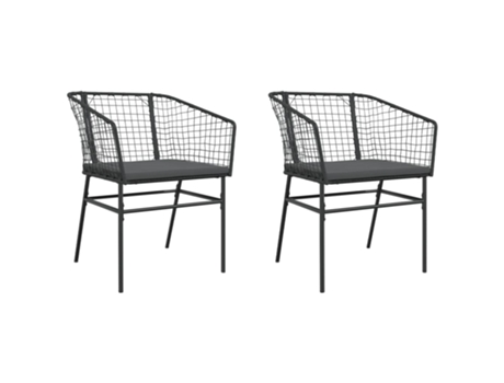 Conjunto 2 Sillones de jardín con cojines VIDAXL ratán sintético negro