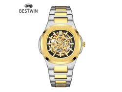 Reloj Mecánico Luminoso Esqueletizado De Doble Cara Para Hombre (negro)