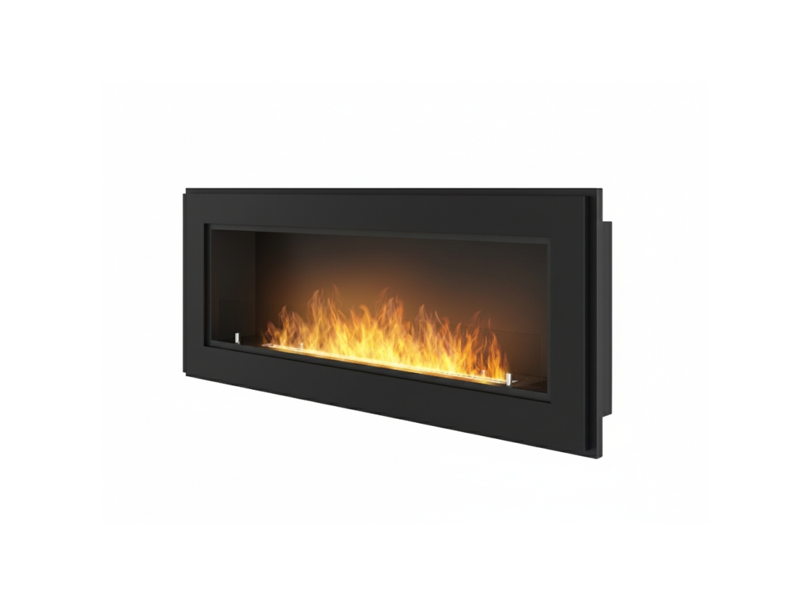 Chimenea de bioetanol Simplefire Frame 1200 con cristal integrado - Negro mate