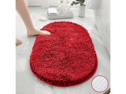 Alfombra de Baño LUUCOZK Antideslizantes Absorbentes Secado Rápido Decoración Baño Fondo Poliéster Rojo (50x80cm)