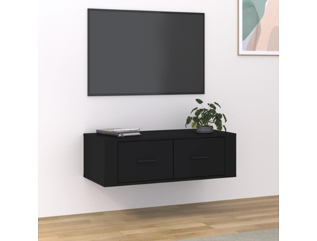 MAISON EXCLUSIVE Mueble de TV colgante madera contrachapada negro 80x36x25 cm