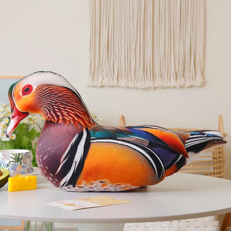 (pato Mandarín 35-40cm) Peluche Adorable Con Estampado De Animales, Almohada, Decoración Del Hogar