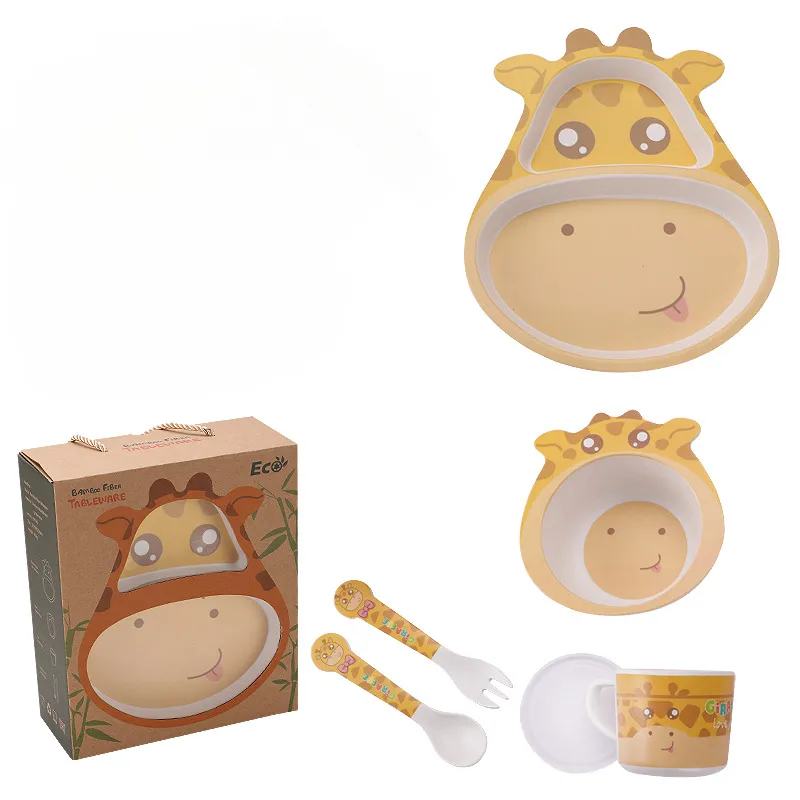 Juego De Vajilla Infantil, Fabricado En Fibra De Bambú, Con Cuenco Y Plato Irrompibles Para Bebés. Jirafa Czhhmart
