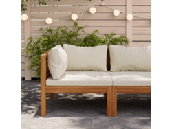 Sofá esquinero seccional de acacia maciza color crema y blanco con cojín de Lovely Home