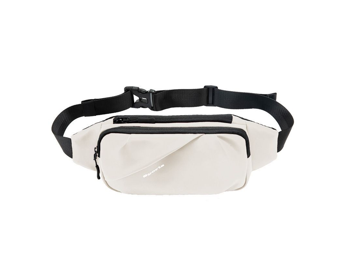 Bolsa Transversal Grande Con 4 Bolsillos Cremallera, Resistente Al Agua (blanco Perla)