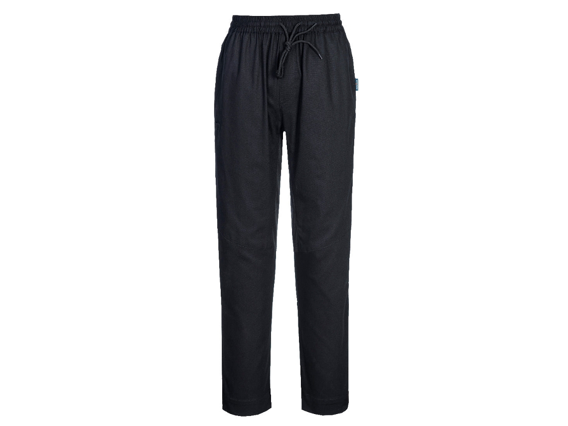 Pantalón De Cocina 100% Algodón Con Paneles Elásticos Negro / Xl