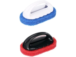 Kit 2 Escobillas De Limpieza Con Mango Esponjas Abrasivas Para Bañera Azulejos Parrillas Cocina