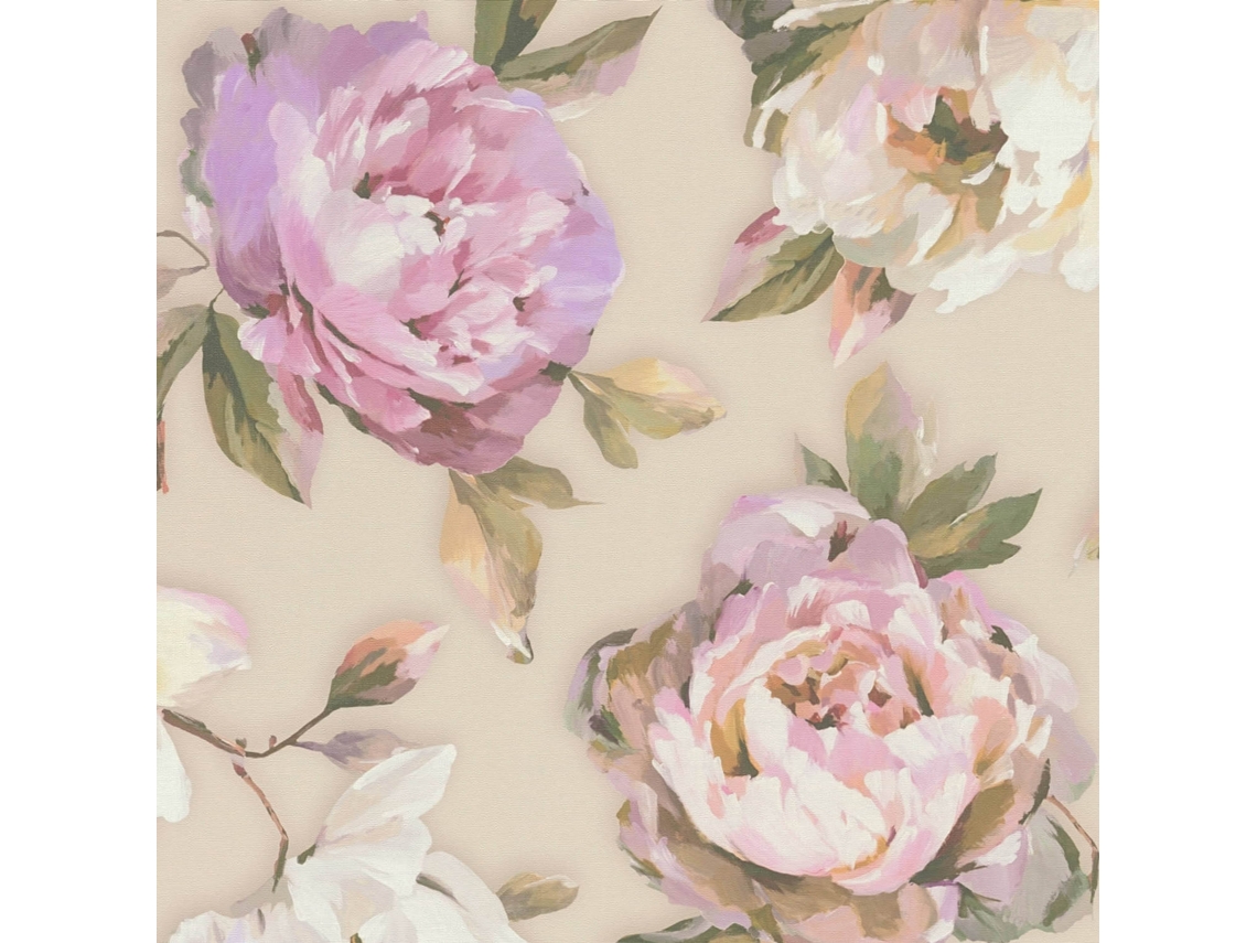 396081 Gu Papel De Pared Con Flores Ligeramente Texturizado Mate 5,33 M2 Profhome