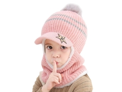 Pasamontañas Para Niños, Bufanda Polar Con Pompón, Gorro De Esquí, Gorro De Lana