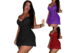 2026-vestido De Noche Para Mujer Con Encaje Cuello En V Talla Grande Lencería Spandex Pijama