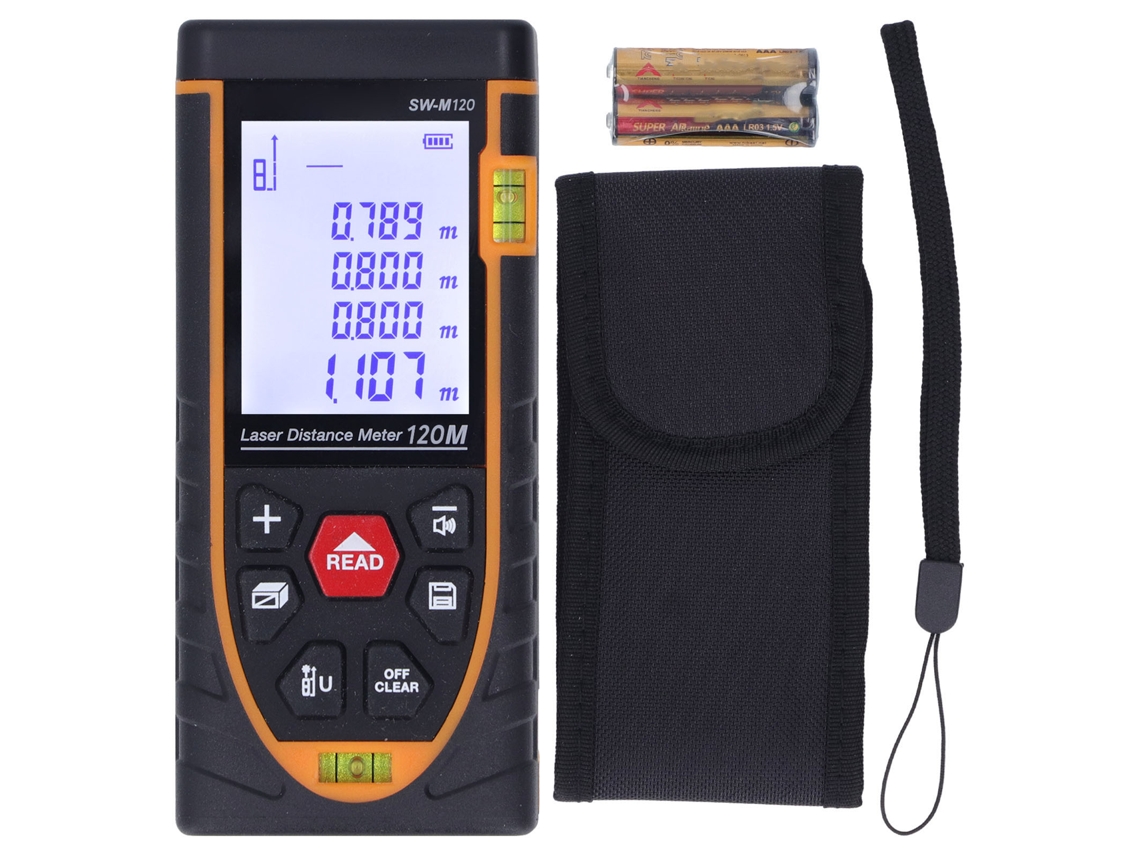 Medidor De Distancia Láser Infrarrojo De Alta Precisión De 120 M Con Pantalla Lcd Hd Para Construcción.
