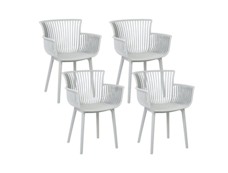 Conjunto de 4 Sillas de plástico gris claro Pesaro BELIANI 58x45x84 cm