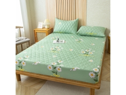 Protector De Colchón Impermeable Czhhmart (sábana Bajera Ajustable) 150 Cm X 200 Cm (con Un Par De Fundas De Almohada) Daisy