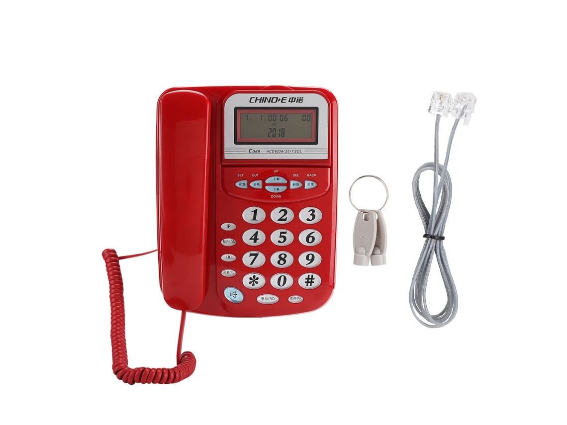 Teléfono fijo con identificador de llamadas y pantalla ajustable