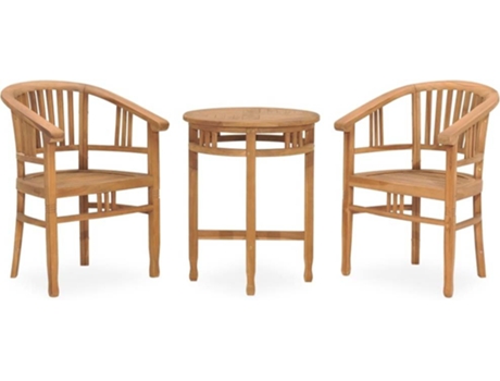 Conjunto 3 Conjunto de comedor para jardín VIDAXL madera maciza de teca