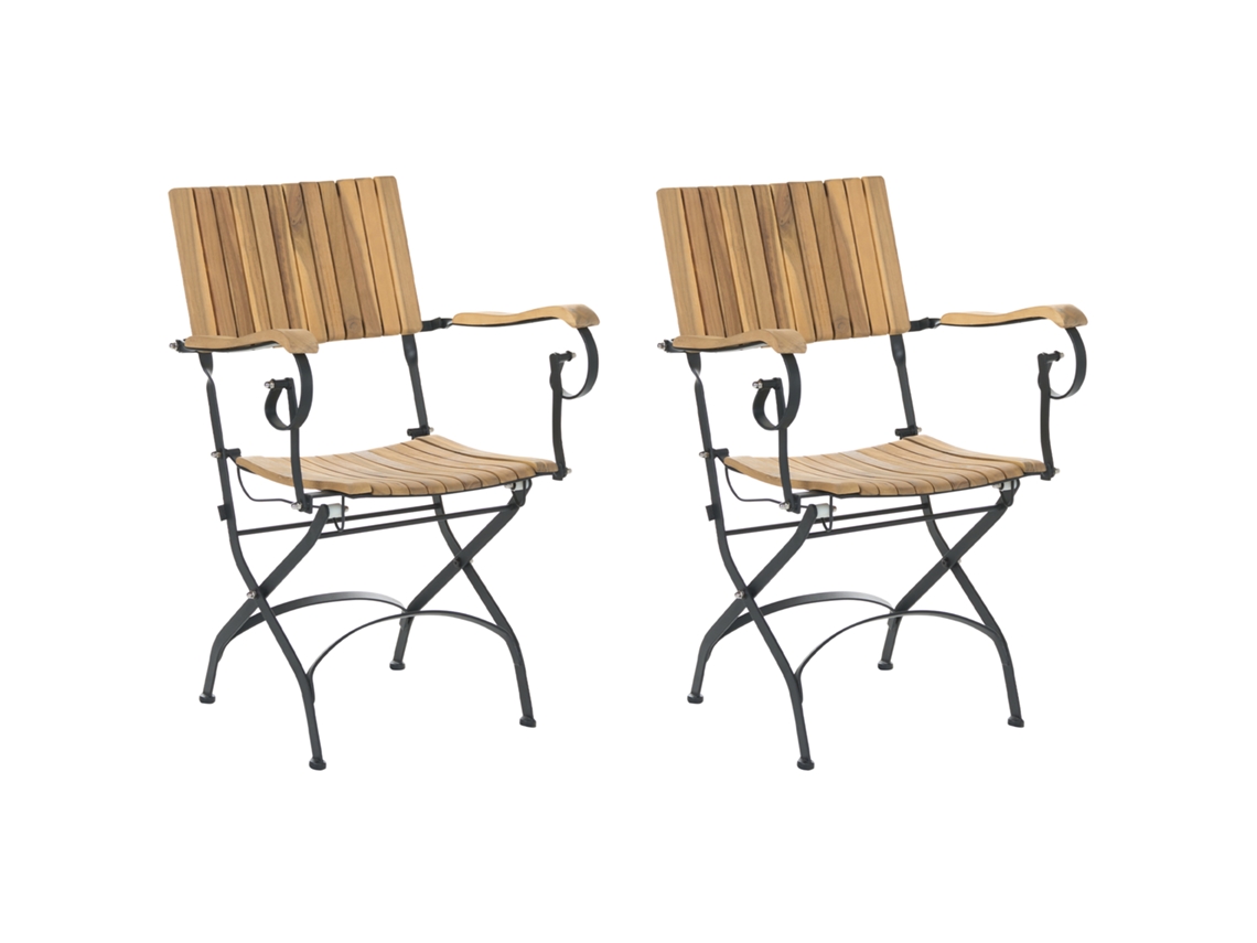 Cadeiras De Refeição Em Madeira E Com Braços Para O Exterior Beliani Lascari De Madeira De Acácia Castanho 45x42x89