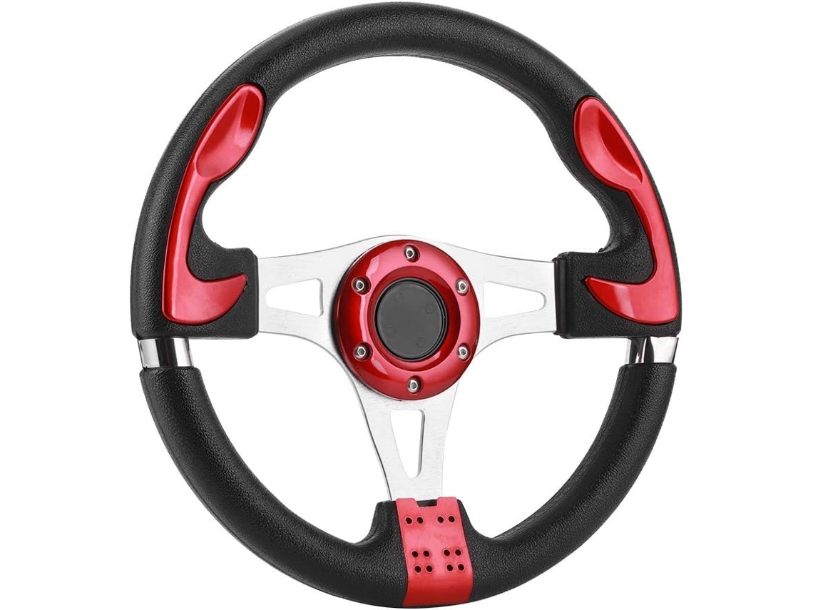 Botón De Claxon De Aluminio Y Pvc Rojo Para Volante Deportivo De 12,5 Pulgadas, Accesorio Para Coche Modificado