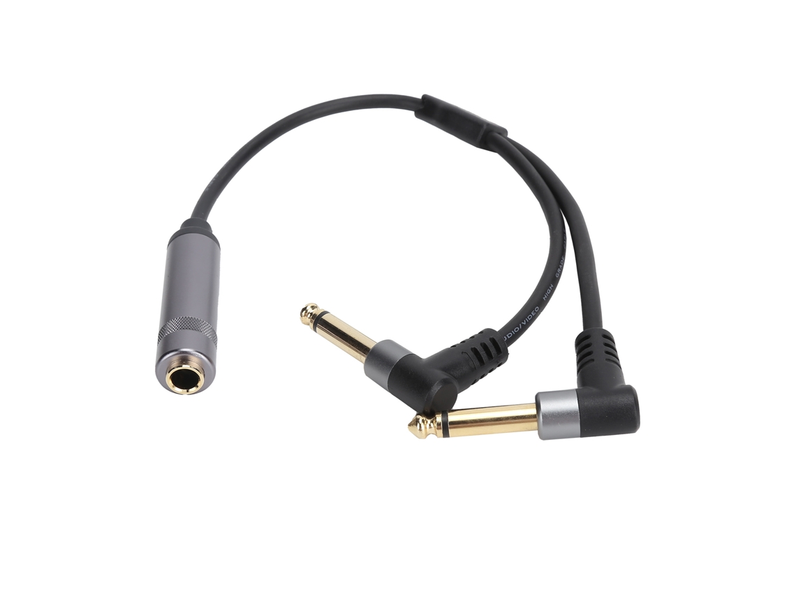 Cabo Adaptador Estéreo Fêmea 6.35mm Para Duplo Mono 6.35mm Conversor Splitter De Áudio
