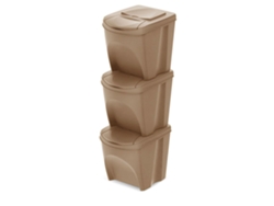 Set de 3 cubos de basura KEDEN SORTIBOX papelera reciclaje, marrón ECO, volumen 3x25L