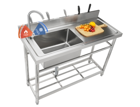 VEVOR Fregadero de acero inoxidable de un solo tazón 47,2inchx19,7inchx37,4inch
