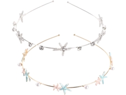 Conjunto De 2 Diademas Blancas De Aleación Con Forma De Estrella Y Diamantes De Imitación, Accesorios Para El Cabello Para Mujeres Y Niñas.