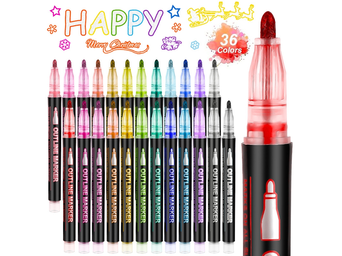 Rotuladores mágicos con purpurina, 36 colores, marcadores coloridos, perfectos para crear paneles navideños con purpurina.