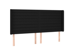Maison Exclusive - Cabecero Con Orejas De Tela Negro 183x16x118/128 Cm