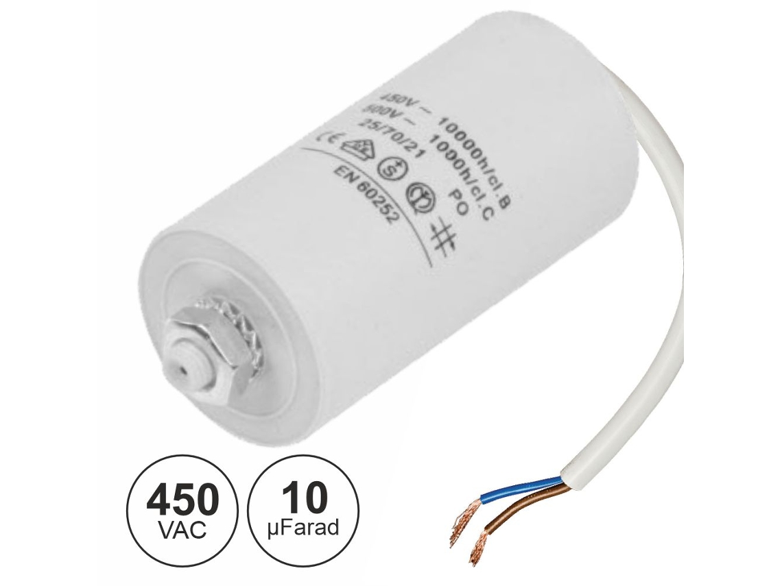 Condensador De Arranque 10uf 450v Con Cables