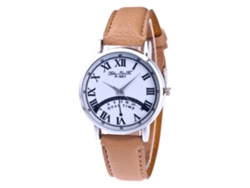 Reloj De Cuero Moda Hombre Mujer Dial Redondo Analógico Cuarzo Beige