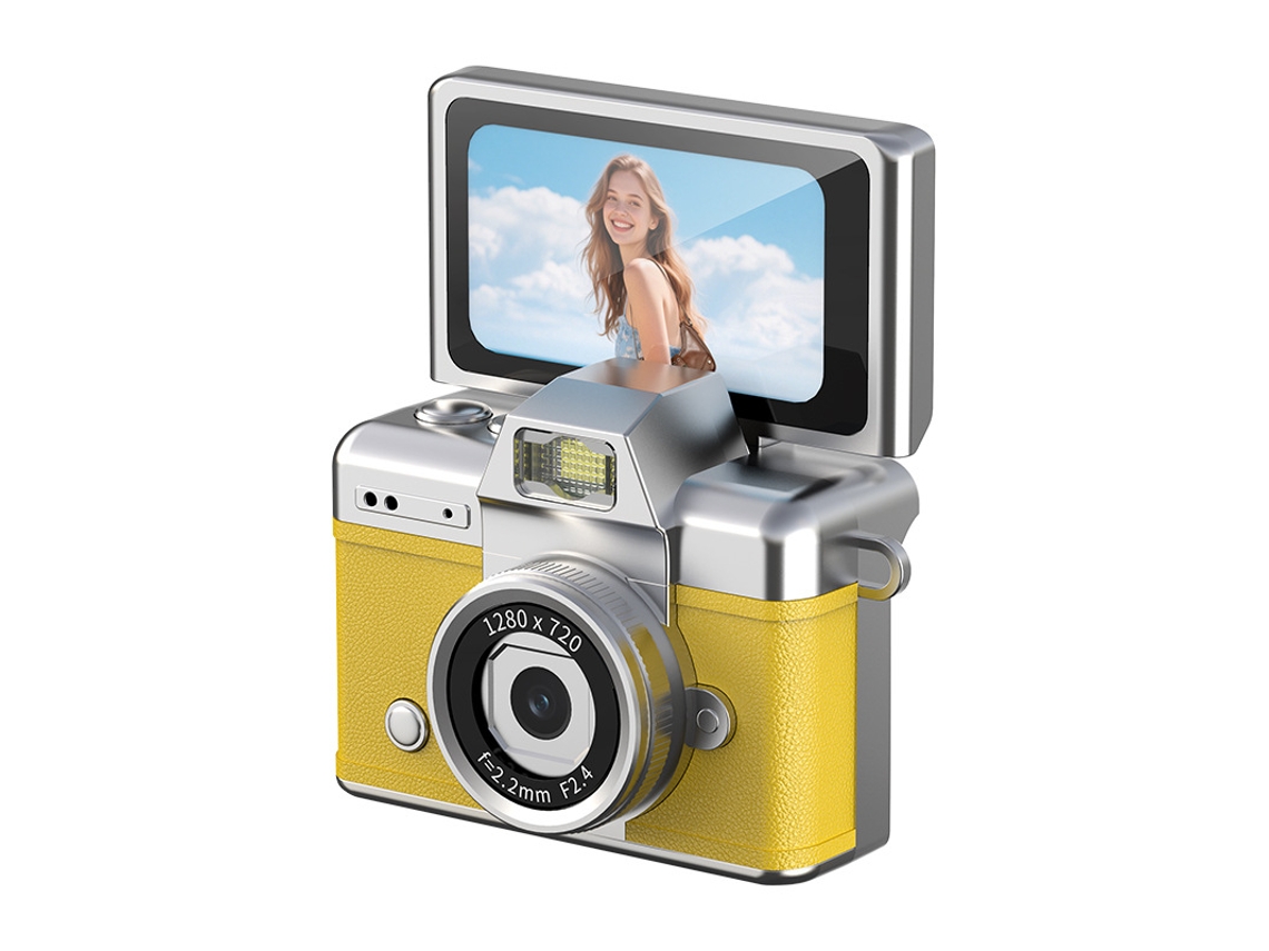 Cámara infantil retro Czhhmart con pantalla inclinable, tarjeta de memoria no incluida (amarilla)