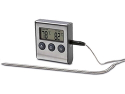 Termómetro digital 2 en 1 para repostería con reloj de cocina, sensor de temperatura extraíble, termómetro para parrilla y termómetro para horno. GOKOCO