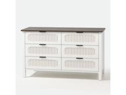 Cómoda Brix con 6 ranuras en blanco y madera 120 cm Concept U