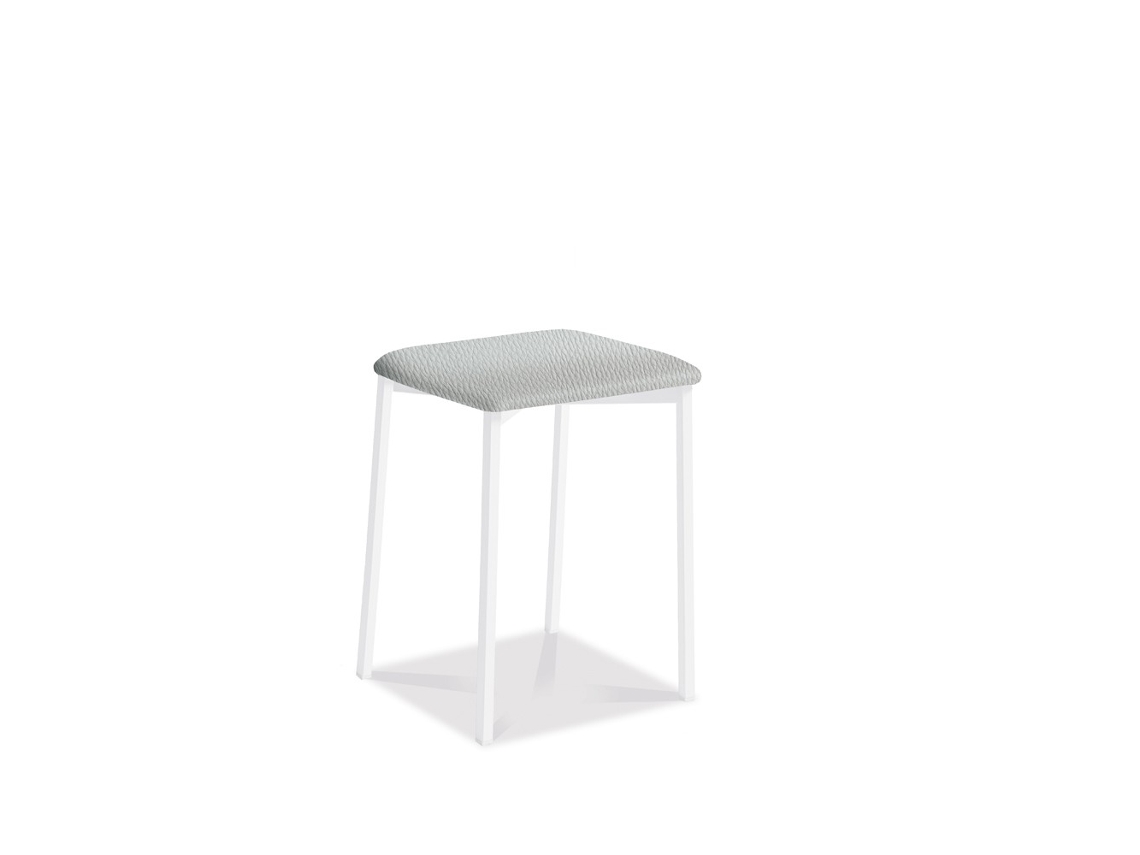 Banqueta de Cozinha Branca Kati 33x47x33cm Couro Sintético Prateado FANMUEBLES