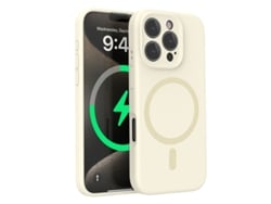 (blanco, Iphone 15) Funda Para Iphone, Silicona Líquida, Protección De Lente, Fuerte Fijación Magnética.