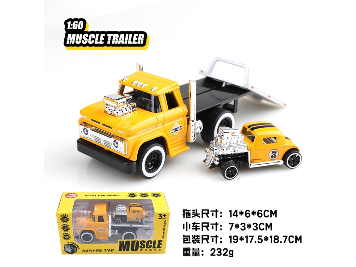 Remolque Retro Americano De Estilo Muscle Car, Modelo De Coche De Metal Fundido Realista, Juguete Para Niños